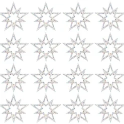 Kristallkunst-Schmucksteine, Stern, Ø 4,3cm, transparent, klar, irisierend, 16 Stück