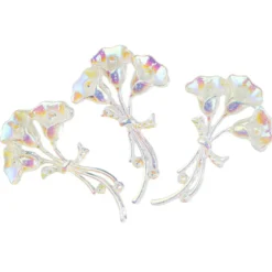 Kristallkunst-Schmucksteine, Blumenstrauß 2, 3,4cm x 5,5cm, transparent, klar, irisierend, 12 Stück