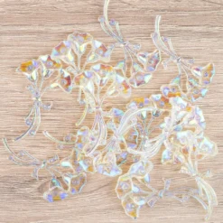 Kristallkunst-Schmucksteine, Blumenstrauß 2, 3,4cm x 5,5cm, transparent, klar, irisierend, 12 Stück