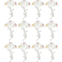 Kristallkunst-Schmucksteine, Blumenstrauß 2, 3,4cm x 5,5cm, transparent, klar, irisierend, 12 Stück