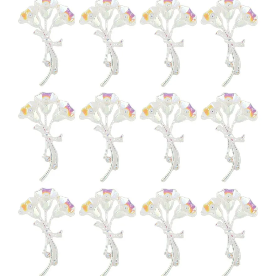 Kristallkunst-Schmucksteine, Blumenstrauß 2, 3,4cm x 5,5cm, transparent, klar, irisierend, 12 Stück