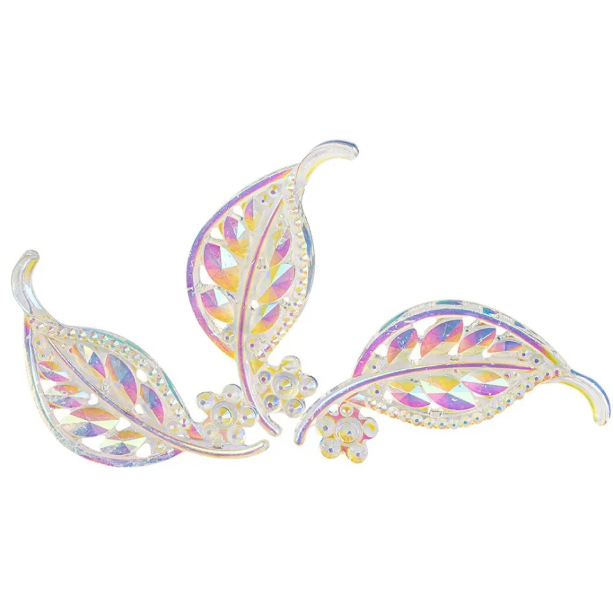Kristallkunst-Schmucksteine, Blatt 2, 2,3cm x 5cm, transparent, klar, irisierend, 15 Stück