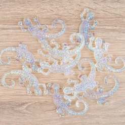 Kristallkunst-Schmucksteine, Gecko 2, 3,5cm x 5cm, transparent, klar, irisierend, 10 Stück