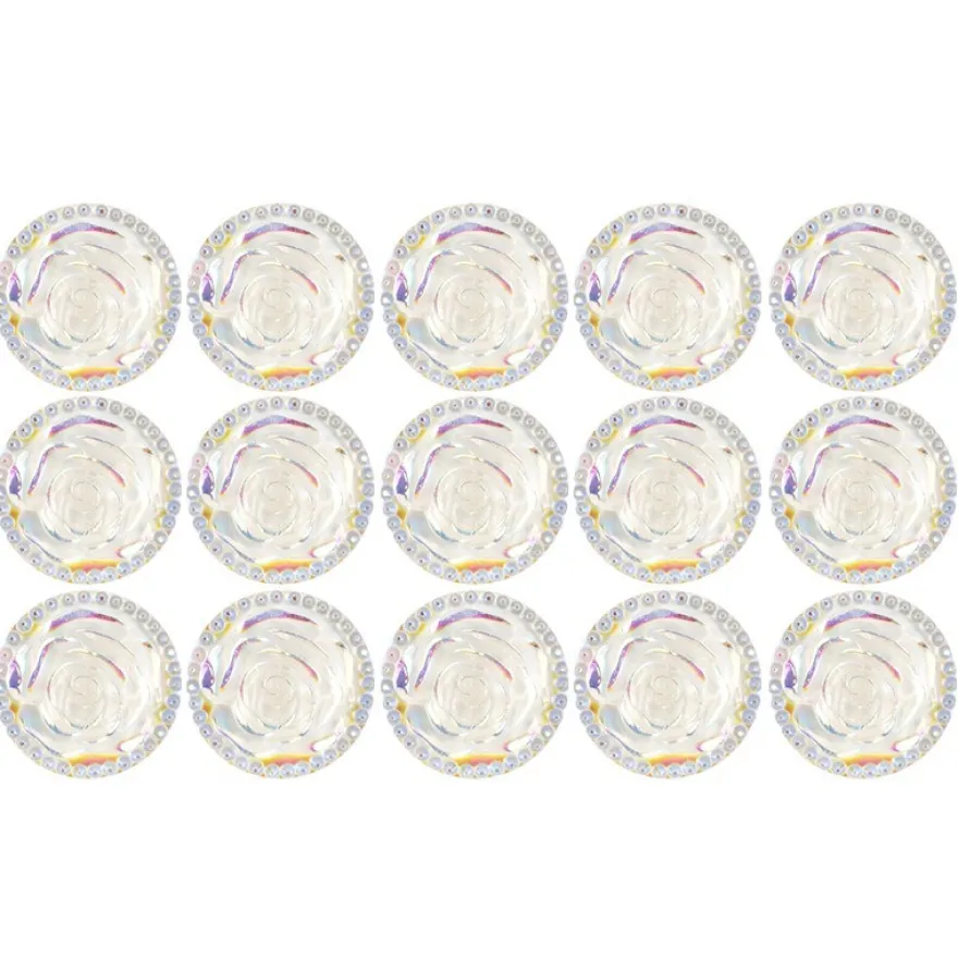 Kristallkunst-Schmucksteine, Rosenblüte, Ø 2,6cm, transparent, klar, irisierend, 15 Stück