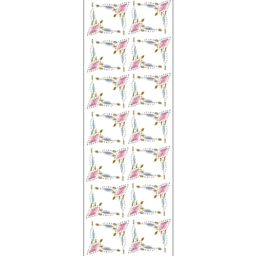 Kristallkunst, Zierecken-Ornament 1, 10cm x 30cm, selbstklebend, klar/rosa/bernstein hell irisierend
