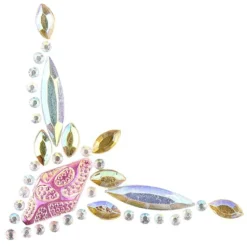 Kristallkunst, Zierecken-Ornament 1, 10cm x 30cm, selbstklebend, klar/rosa/bernstein hell irisierend