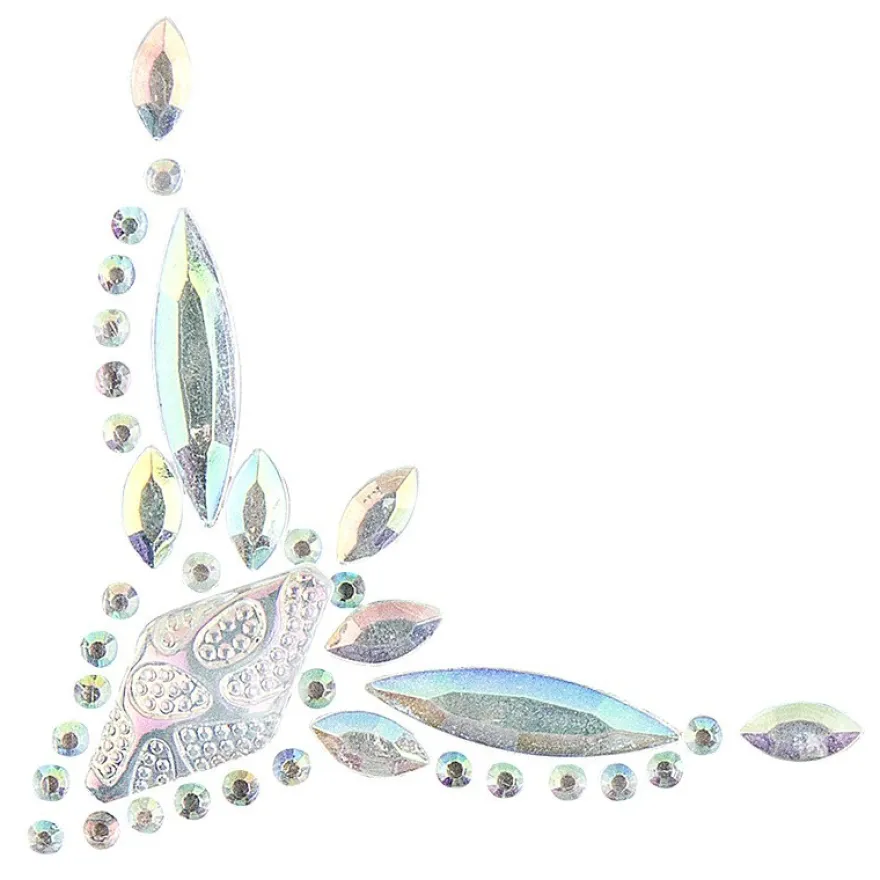 Kristallkunst, Zierecken-Ornament 1, 10cm x 30cm, selbstklebend, klar irisierend