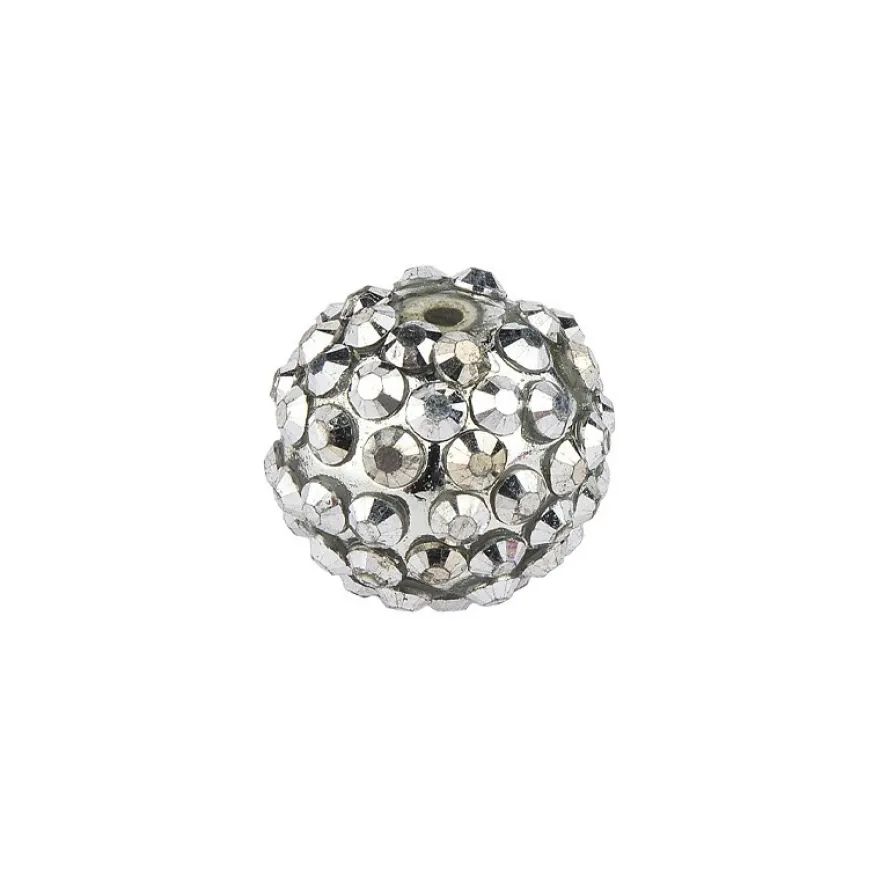 Kristall-Perlen, Ø14 mm, 10 Stück, silber-irisierend