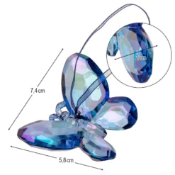 Kristall-Schmetterlinge, facettiert, irisierend, 7,4cm x 5,8cm x 2cm, inkl. Organzaband, 4 Stück