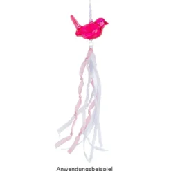 Kristall-Vögel, facettiert, klar, 3,3cm x 3,6cm x 5,8cm, inkl. Organzaband & Öse, 2 Stück