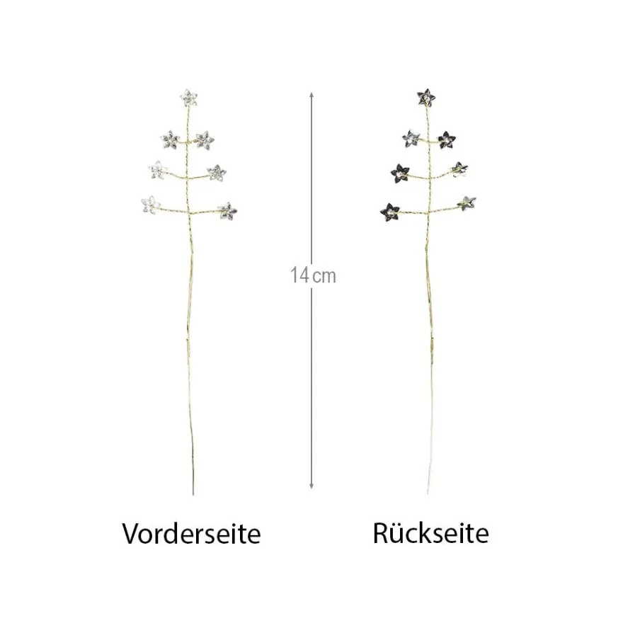 Kristallzweige, Blumen, 14cm, silber hinterlegt, klar, 10 Stück