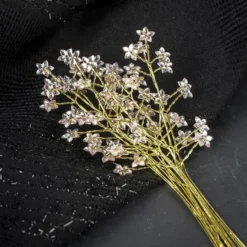 Kristallzweige, Blumen, 14cm, silber hinterlegt, rosa, 10 Stück