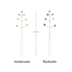 Kristallzweige, Blumen, 14cm, silber hinterlegt, rosa, 10 Stück