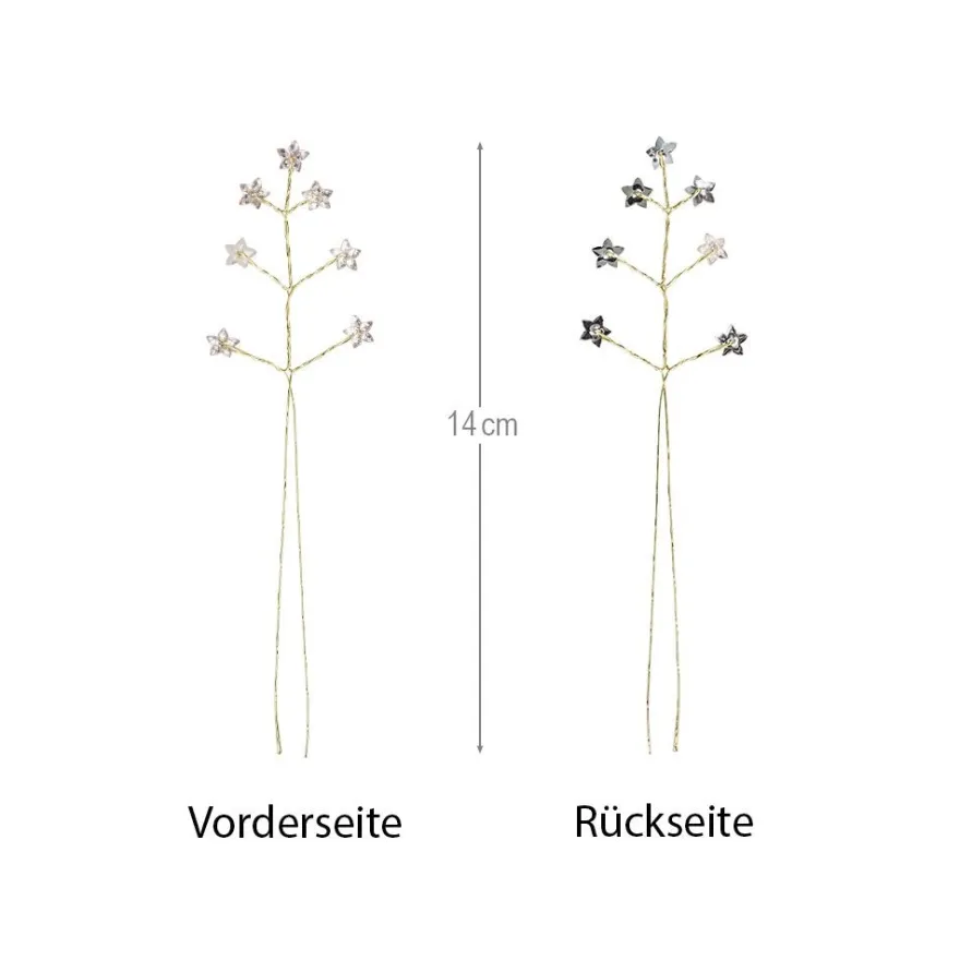 Kristallzweige, Blumen, 14cm, silber hinterlegt, rosa, 10 Stück