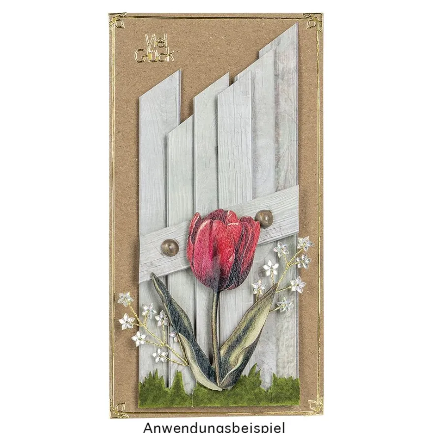 Kristallzweige, Blumen, 14cm, silber hinterlegt, klar, irisierend, 10 Stück