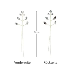 Kristallzweige, Navette, Blumen, Kreise, 14cm, silber hinterlegt, klar, 10 Stück