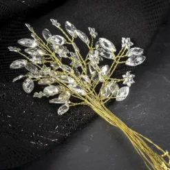 Kristallzweige, Navette & Blumen, 14cm, silber hinterlegt, klar, 10 Stück