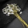Kristallzweige, Navette & Blumen, 14cm, silber hinterlegt, klar, 10 Stück