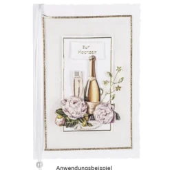 Kristallzweige, Navette & Blumen, 14cm, silber hinterlegt, champagner, 10 Stück
