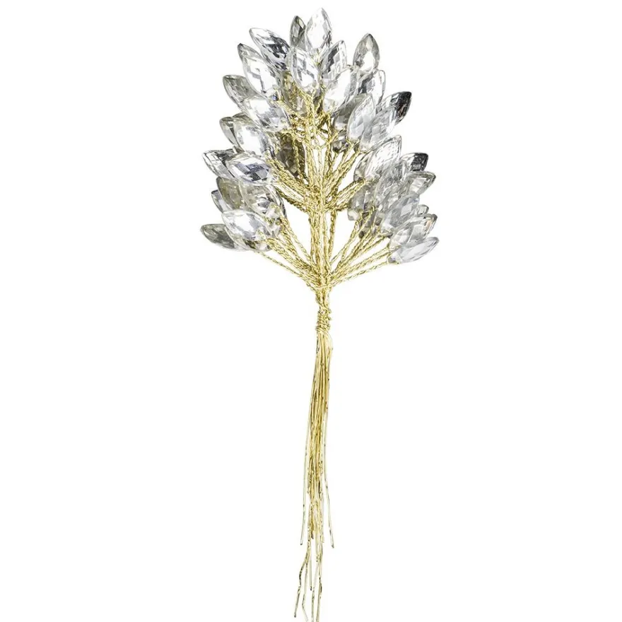 Kristallzweige, Navette, 14cm, silber hinterlegt, klar, 10 Stück