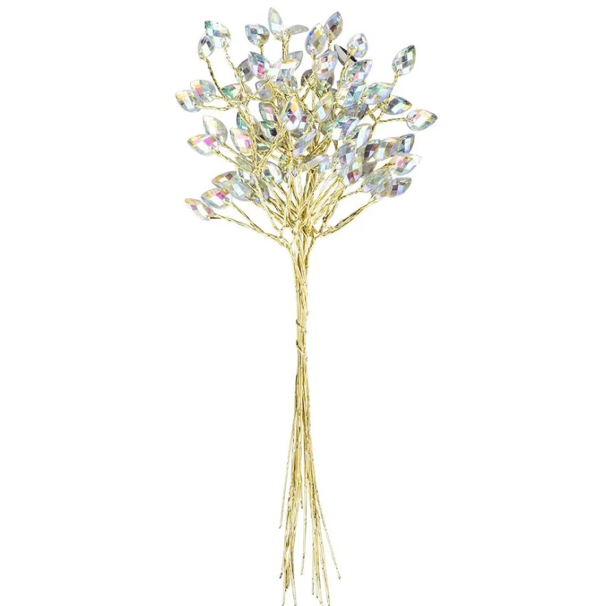 Kristallzweige, Navette, 14cm, silber hinterlegt, klar, irisierend, 10 Stück
