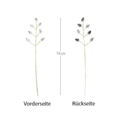 Kristallzweige, Navette, 14cm, silber hinterlegt, klar, irisierend, 10 Stück