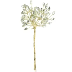 Kristallzweige, Tropfen, 14cm, silber hinterlegt, hellgrün, 10 Stück