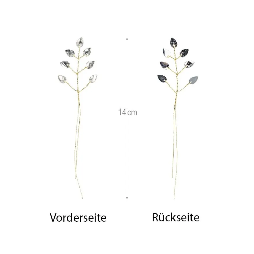 Kristallzweige, Tropfen, 14cm, silber hinterlegt, klar, 10 Stück