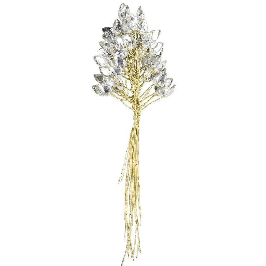 Kristallzweige, Tropfen, 14cm, silber hinterlegt, klar, 10 Stück