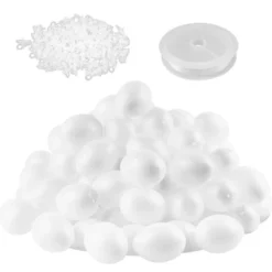 Kunststoff-Eier mit Loch, 6cm hoch, Ø 4,5cm, weiß, inkl. Nylonband und Ösen, 100 Stück