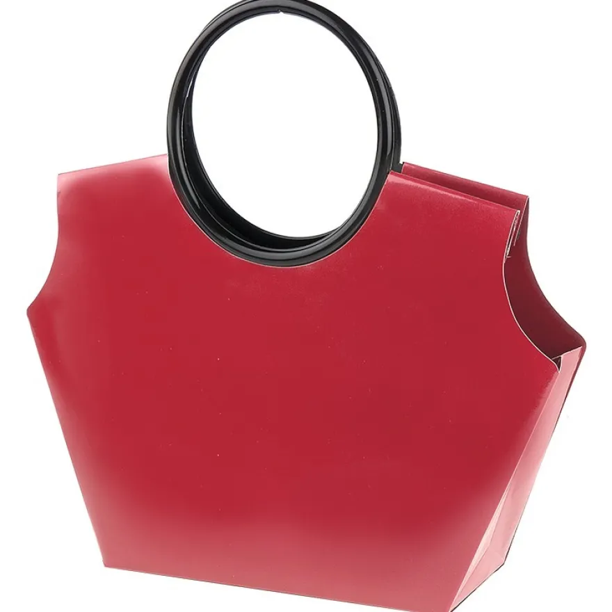 Lack-Taschen mit Henkeln, Stanzformen, Lackpapier, rot, 21,5cm, 5 Stück
