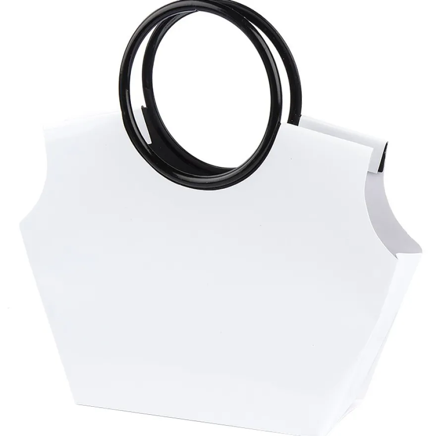 Lack-Taschen mit Henkeln, Stanzformen, Lackpapier, weiß, 21,5cm, 5 Stück