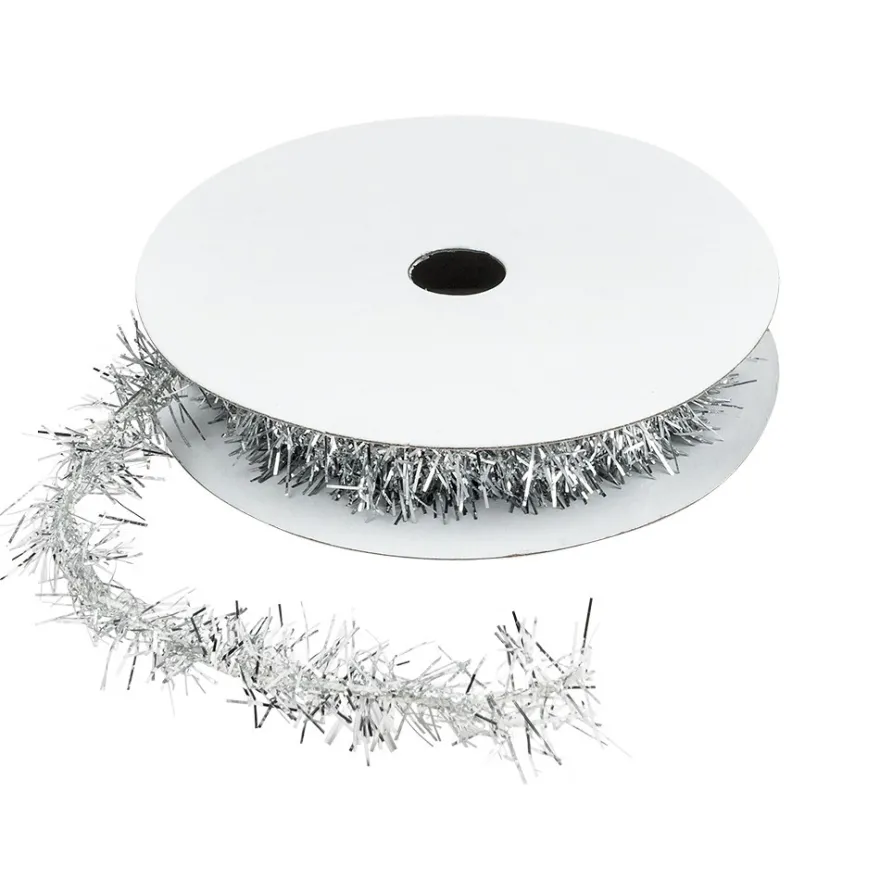 Lametta-Band, Ø 1cm, 2m lang, metallic-silber
