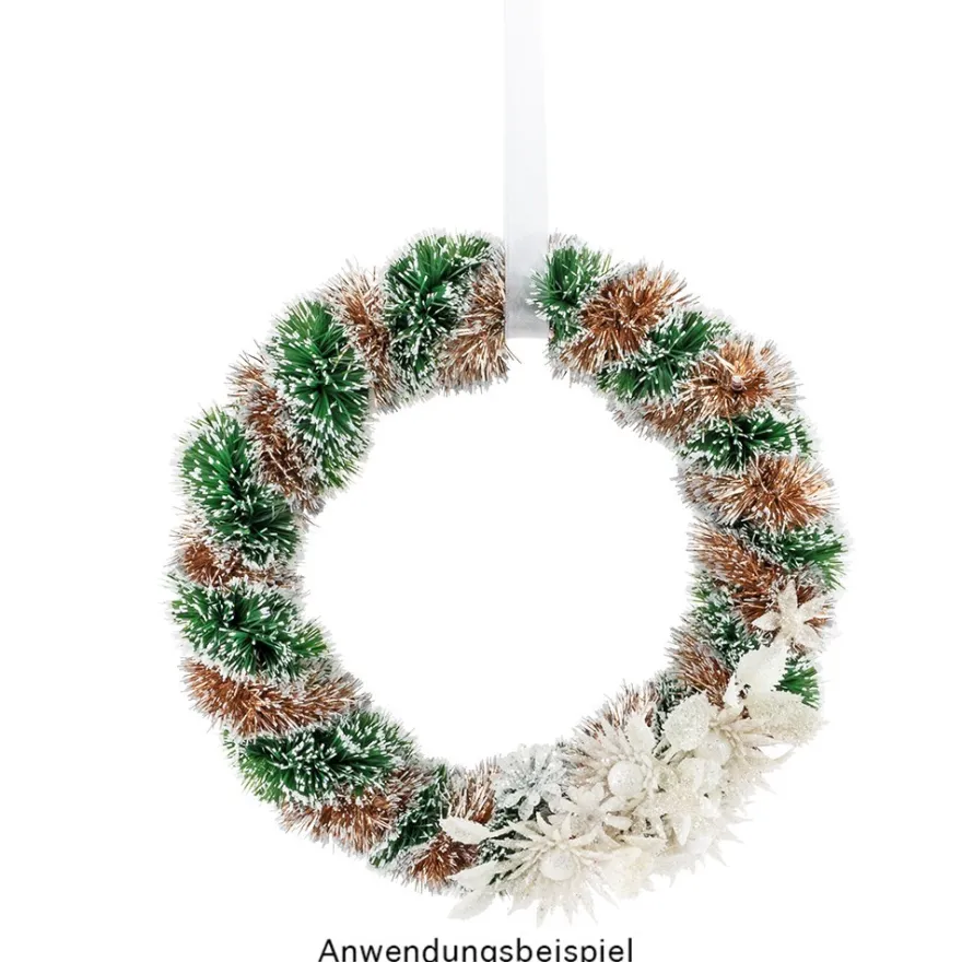 Lametta-Girlande, Deluxe, Duo Color, Ø 4cm, 2m lang, metallic-gold/weiß