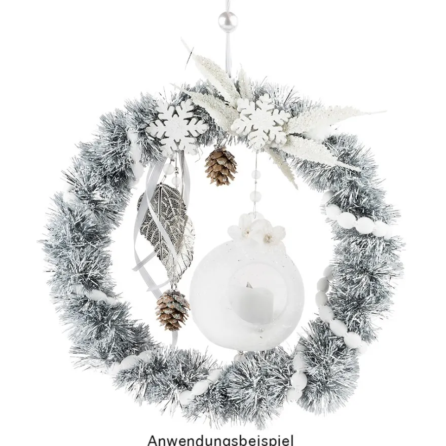 Lametta-Girlande, Deluxe, Duo Color, Ø 4cm, 2m lang, metallic-silber/metallic-silbergrau