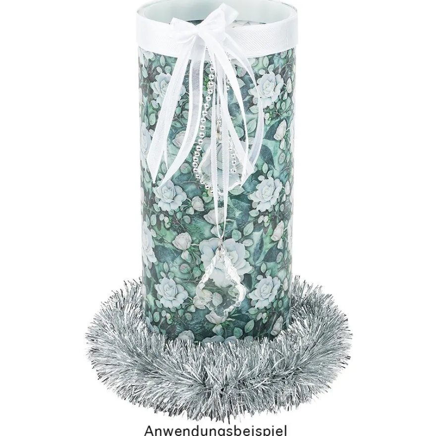 Lametta-Girlande, Deluxe, Duo Color, Ø 4cm, 2m lang, metallic-silber/metallic-silbergrau