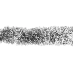 Lametta-Girlande, Deluxe, Duo Color, Ø 4cm, 2m lang, metallic-silber/weiß
