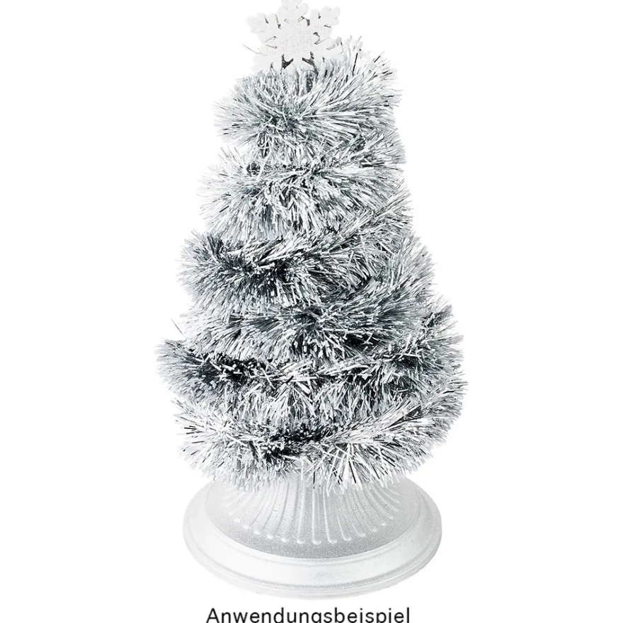 Lametta-Girlande, Deluxe, Duo Color, Ø 4cm, 2m lang, metallic-silber/weiß