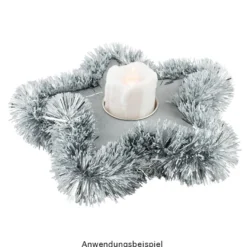 Lametta-Girlande, Deluxe, Duo Color, Ø 4cm, 2m lang, metallic-silber/weiß