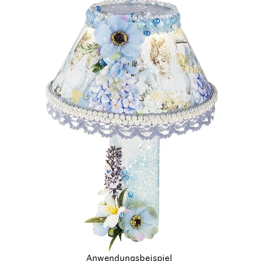 Lampenschirme aus Naturpapier, Vintage-Damen, selbstklebend, Gold- & Silberfolienveredelung, 3 Stück
