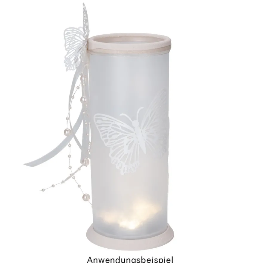 Laser-Aufleger Schmetterlinge, Design 2, je 2 Stück in 3 Größen, weiß, hochglänzend, 6 Stück