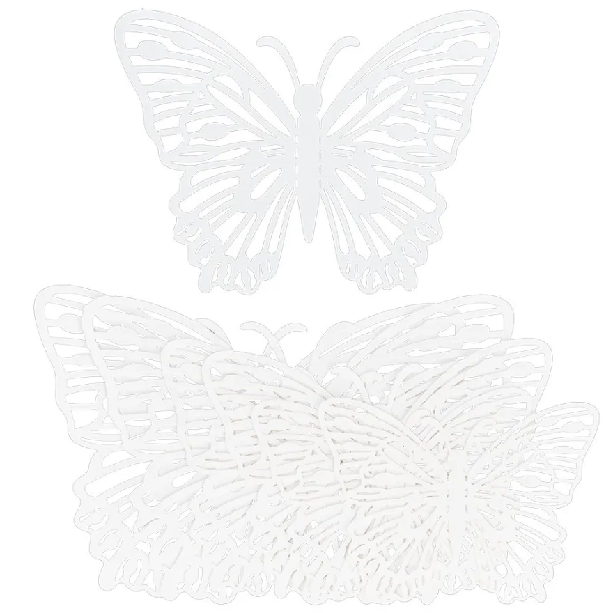 Laser-Aufleger Schmetterlinge, Design 2, je 2 Stück in 3 Größen, weiß, hochglänzend, 6 Stück
