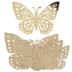 Laser-Aufleger Schmetterlinge, Design 1, je 2 Stück in 3 Größen, gold, spiegelnd, 6 Stück