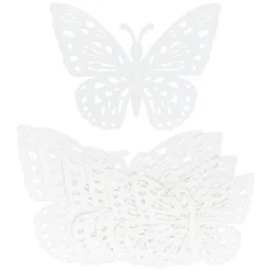 Laser-Aufleger Schmetterlinge, Design 1, je 2 Stück in 3 Größen, weiß, hochglänzend, 6 Stück
