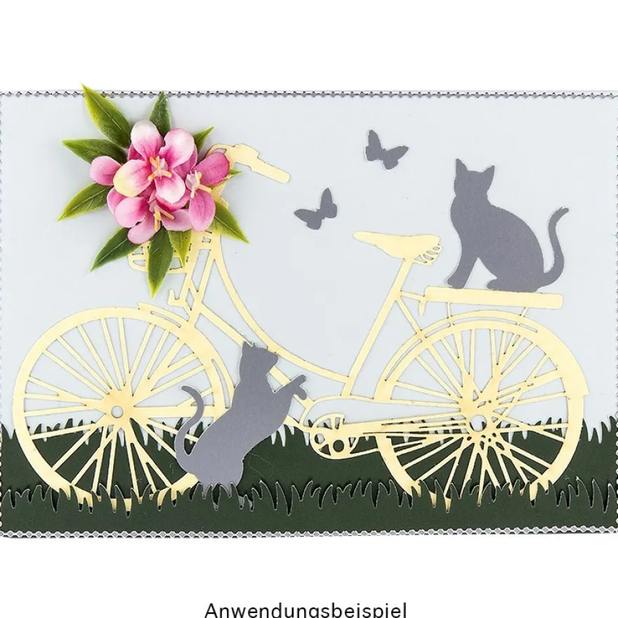 Laser-Elemente, Fahrräder 2, 15,2cm x 9,4cm, cremefarben, 5 Stück