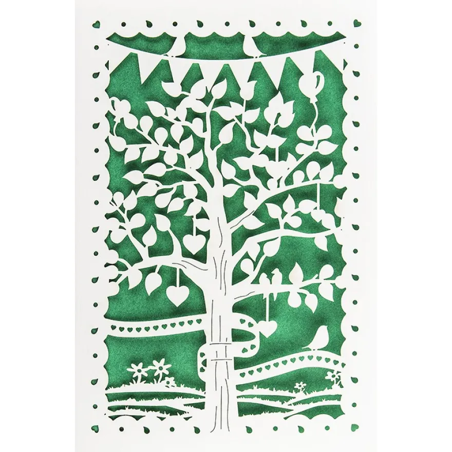 Laser-Grußkarte "Baum", 12cm x 18cm, mit Einleger & Umschlag