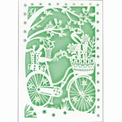 Laser-Grußkarte "Fahrrad", 12cm x 18cm, mit Umschlag & hellgrünem Einleger