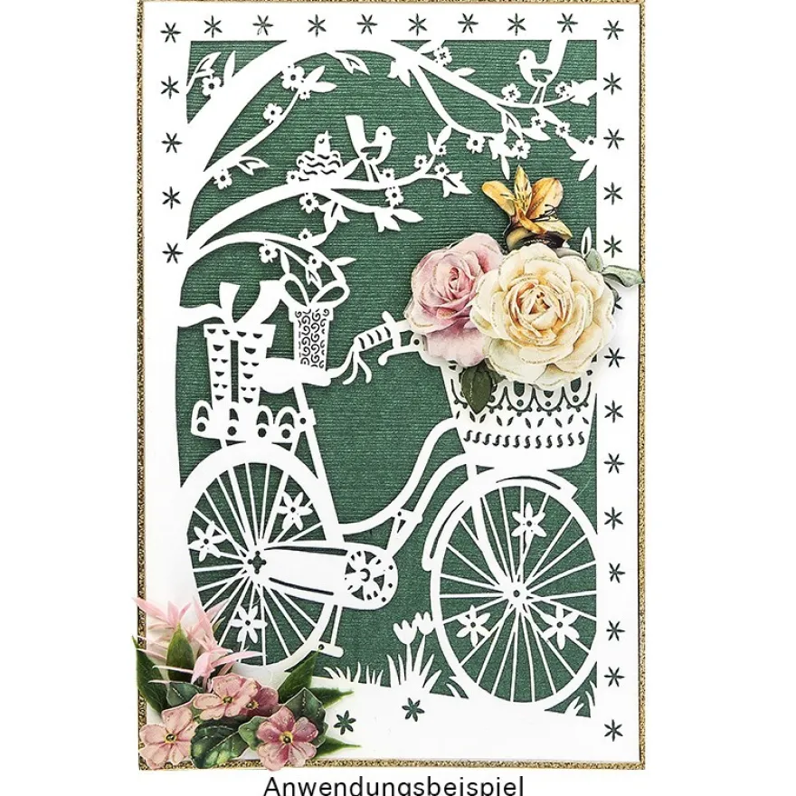 Laser-Grußkarte "Fahrrad", 12cm x 18cm, mit Umschlag & hellgrünem Einleger