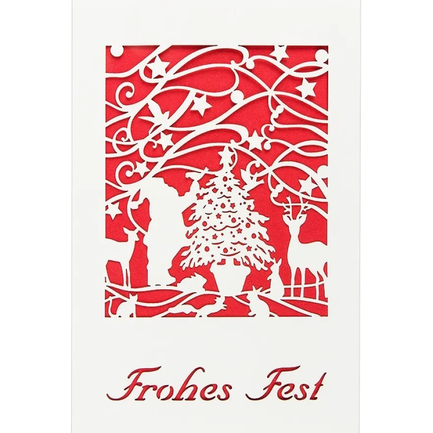 Laser-Grußkarte "Frohes Fest 2", 12cm x 18cm, mit Einleger & Umschlag
