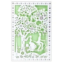 Laser-Grußkarte "Hochzeit 2", 12cm x 18cm, mit Umschlag & hellgrünem Einleger